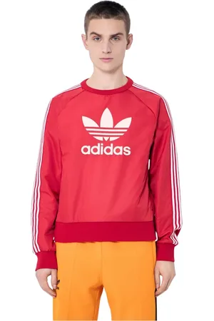 adidas Bluzy, Mężczyzna, Czerwony, L, Bawełna, Bluza Crewneck z Motywem Logo