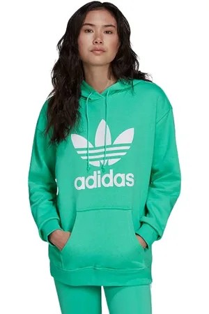 adidas Bluzy, Kobieta, Zielony, 2XL, Bawełna, Adicolor Trefoil Hoodie