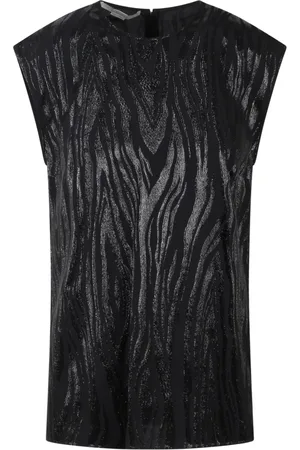Stella McCartney Koszulki, Kobieta, Czarny, S, Top z lureksu Woodgrain