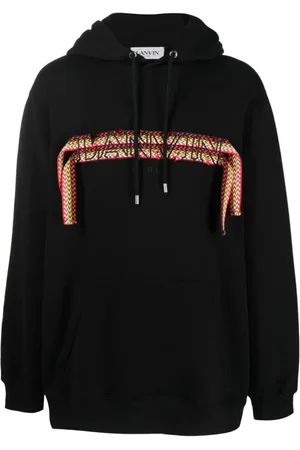 Lanvin Bluzy, Mężczyzna, Czarny, S, Bawełna, Bluza z kapturem z aplikacją logo