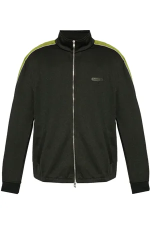 Lanvin Bluzy, Mężczyzna, Czarny, L, Bawełna, Czarny Sweter z Bocznymi Detalami w Paski