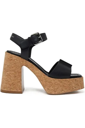 Stella McCartney Buty, Kobieta, Czarny, 40 EU, Skóra, Czarne sandały na platformie