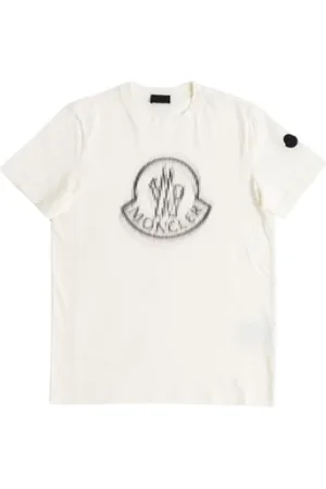 Moncler Koszulki, Kobieta, Biały, M, Bawełna, Koszulka Off- z rozmytym logo