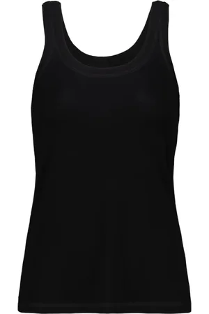 LEMAIRE Koszulki, Kobieta, Czarny, XS, Bawełna, Prążkowany Top na Ramiączkach