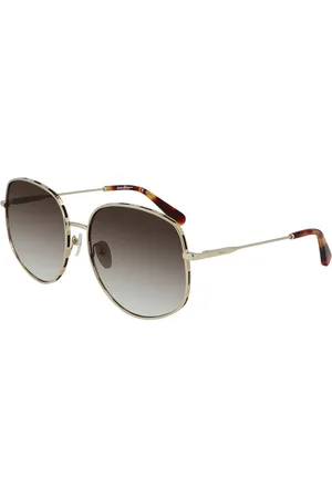 Salvatore Ferragamo Akcesoria, Kobieta, Żółty, ONE SIZE, Złote Metalowe Okulary Przeciwsłoneczne
