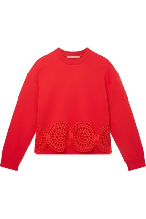Stella McCartney Bluzy, Kobieta, Czerwony, M, Bluza z Detalem Broderie Anglaise Ss 23