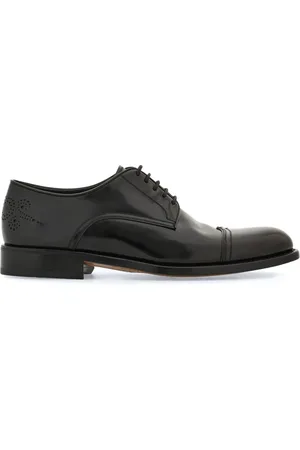 Salvatore Ferragamo Buty, Mężczyzna, Czarny, 43 EU, Skóra, Czarne płaskie oksfordki