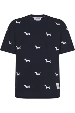Thom Browne Koszulki, Mężczyzna, Niebieski, L, Bawełna, Niebieska koszulka polo z haftem Hectora