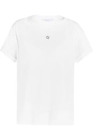 Stella McCartney Koszulki, Kobieta, Biały, S, Bawełna, T-shirt z podwiniętymi rękawami