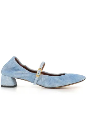 Lanvin Buty, Kobieta, Niebieski, 39 EU, Denim, Denimowe baleriny z kwadratowym obcasem