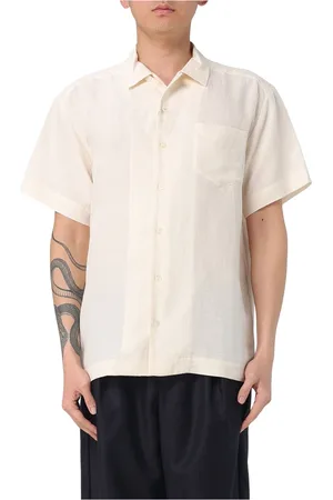 A.P.C. Koszule, Mężczyzna, Beżowy, XL, Len, Koszula z krótkim rękawem Roy