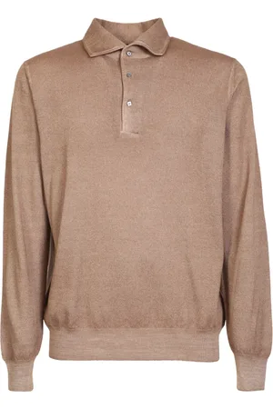 LARDINI Koszulki, Mężczyzna, brązowy, L, Wełna, Polo Shirt