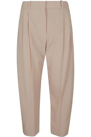 Stella McCartney Spodnie, Kobieta, Beżowy, XS, Wełna, Krótkie plisowane spodnie