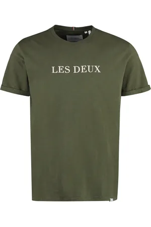 Les Deux Koszulki, Mężczyzna, Zielony, S, Bawełna, T-shirt z prążkowanym dekoltem