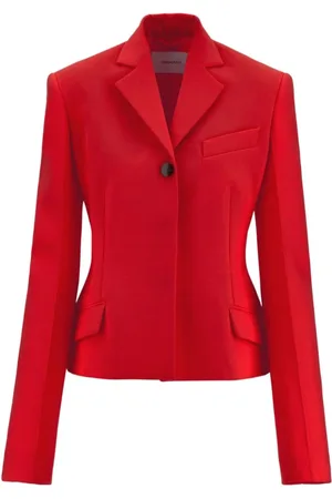 Salvatore Ferragamo Kurtki, Kobieta, Czerwony, S, Wełna, Poppy Wool Blazer
