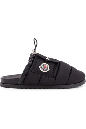 Moncler Buty, Kobieta, Czarny, 39 EU, Skóra, Skórzane klapki z kieszonką