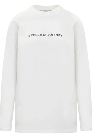 Stella McCartney Koszulki, Kobieta, Biały, S, Bawełna, Koszulka z długim rękawem z nadrukiem logo
