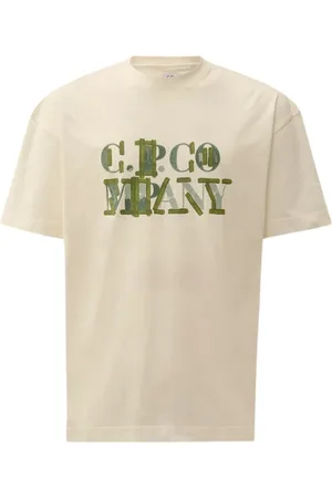 C.P. Company Koszulki, Mężczyzna, Beżowy, S, Kolekcja T-shirtów z Krótkim Rękawem