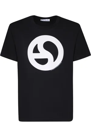 Acne Studios Koszulki, Mężczyzna, Czarny, L, Bawełna, Czarny T-Shirt z Nadrukiem Logo