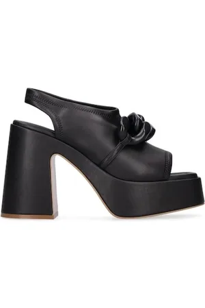 Stella McCartney Buty, Kobieta, Czarny, 36 1/2 EU, Skóra, Sandały na platformie Skyla Chain