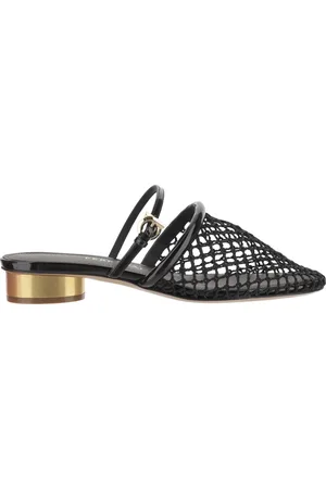 Salvatore Ferragamo Buty, Kobieta, Czarny, 36 1/2 EU, Skóra, Czółenka typu mule z siateczki i skóry z detalem Gancini