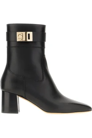 Salvatore Ferragamo Buty, Kobieta, Czarny, 37 EU, Skóra, Eleganckie skórzane botki