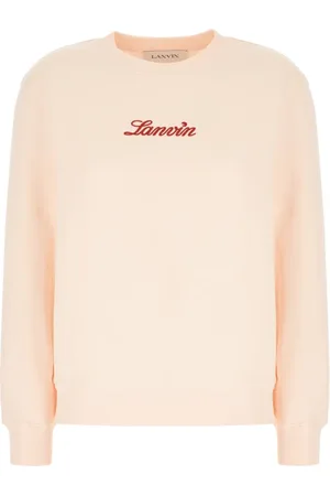 Lanvin Swetry, Kobieta, Różowy, M, Bawełna, Bluza Crewneck z Haftowanym Logo