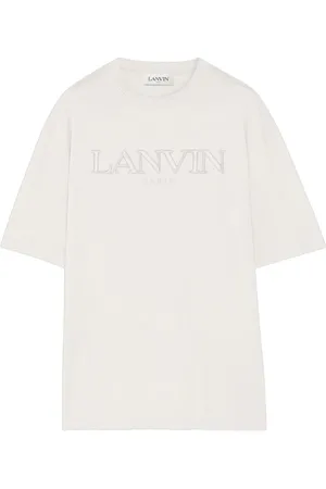 Lanvin Koszulki, Mężczyzna, Beżowy, M, Bawełna, Klasyczna beżowa koszulka T-shirt z haftem