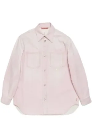 Acne Studios Koszule, Mężczyzna, Różowy, 2XS, Denim, Denimowa różowa koszula zapinana na guziki