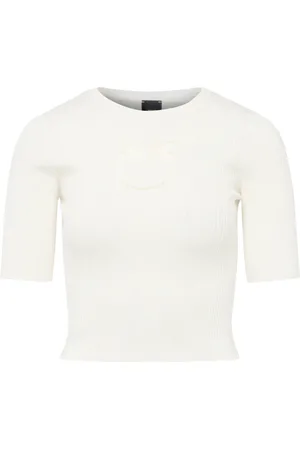 Pinko Swetry, Kobieta, Biały, M, Bawełniany T-shirt Tri-tone