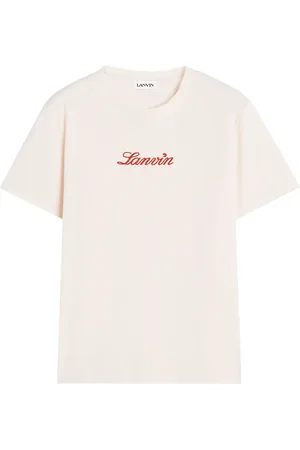 Lanvin Koszulki, Kobieta, Różowy, S, Bawełna, T-shirt z logo Bouclette Script