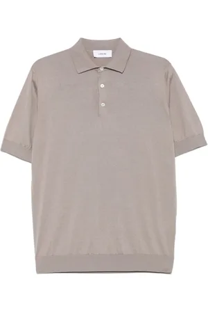 LARDINI Koszulki, Mężczyzna, Szary, S, Bawełna, Bawełniana koszulka polo z guzikami