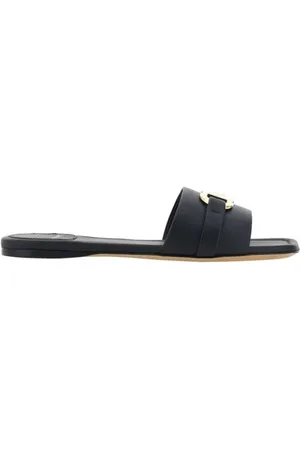 Salvatore Ferragamo Buty, Kobieta, Czarny, 36 EU, Skóra, Luksusowe sandały ze skóry cielęcej z kwadratowym noskiem