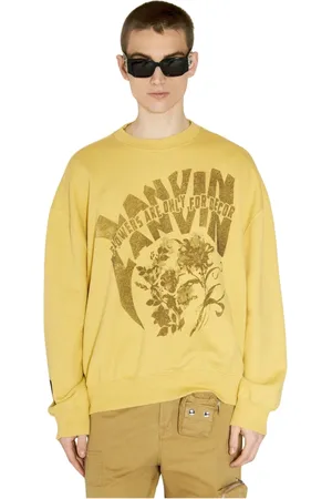 Lanvin Bluzy, Mężczyzna, Żółty, M, Bawełna, Bawełniana bluza dresowa z nadrukiem logo