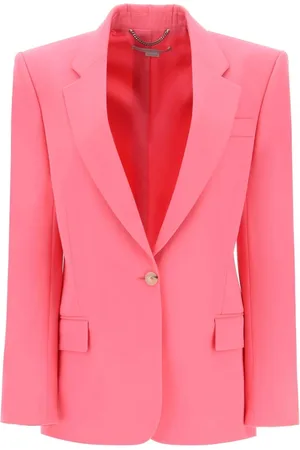 Stella McCartney Kurtki, Kobieta, Różowy, 2XS, Wełna, Wełniana marynarka zapinana na jeden guzik