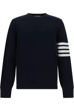 Thom Browne Swetry, Mężczyzna, Niebieski, XL, Bawełna, Bawełniany Pulower Krepowy