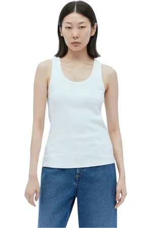 Moncler Koszulki, Kobieta, Biały, L, Bawełna, Tank Top z Haftowanym Logo