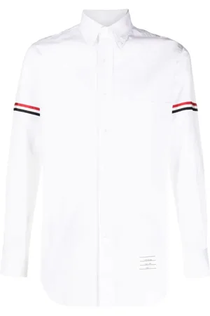 Thom Browne Koszule, Mężczyzna, Biały, M, Bawełna, Koszula z rękawami w paski RWB