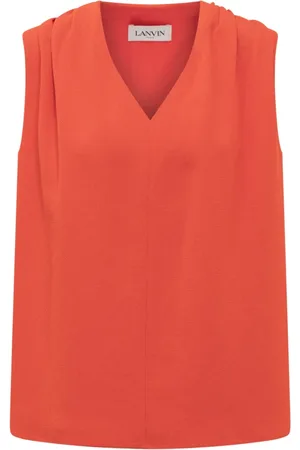 Lanvin Koszulki, Kobieta, Czerwony, S, Top bez rękawów z dekoltem w serek