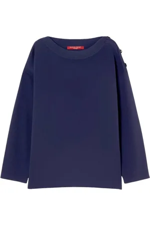 Persona by Marina Rinaldi Swetry, Kobieta, Niebieski, M, Elegancki Sweter z Dekoltem w Kształcie Łodzi