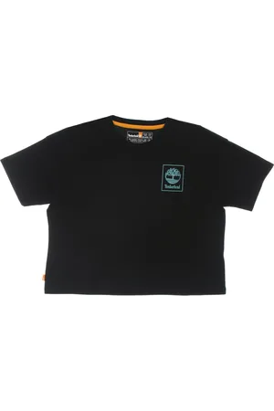 Timberland Koszulki, Kobieta, Czarny, S, Bawełna, Czarny T-shirt Graficzny z Krótkim Rękawem