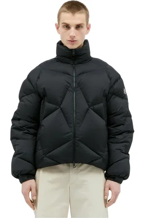 Moncler Kurtki, Mężczyzna, Czarny, S, Graficzna kurtka puchowa z pikowaniem