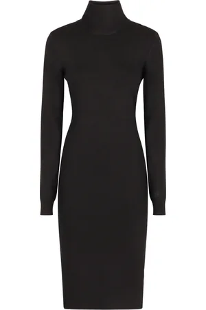 Givenchy Sukienki, Kobieta, Czarny, S, Wełna, Sukienka z dzianiny prążkowanej z golfem
