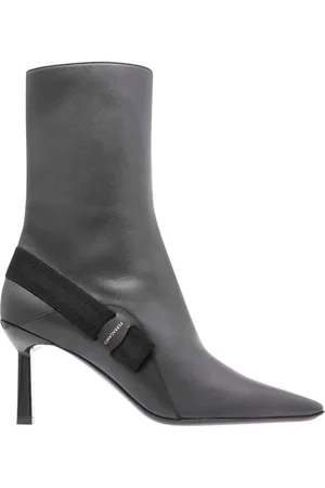 Salvatore Ferragamo Buty, Kobieta, Czarny, 37 1/2 EU, Skóra, Skórzane botki z ostrym noskiem i bocznym zamkiem