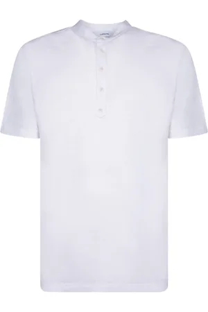 LARDINI Koszulki, Mężczyzna, Biały, L, Len, Linen Serafino T-Shirt