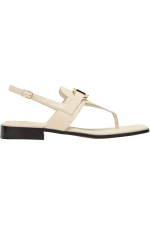 Salvatore Ferragamo Buty, Kobieta, Beżowy, 35 EU, Skóra, Sandały Double Gancio Ornament