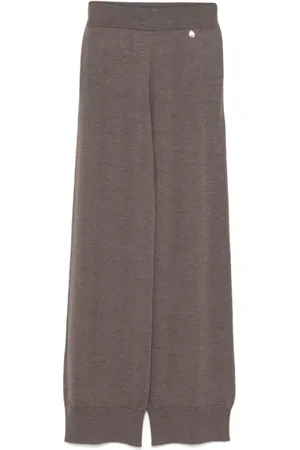 Stella McCartney Spodnie, Kobieta, brązowy, L, Wełna, Joggers w kolorze kawowego brązu z elastyczną talią