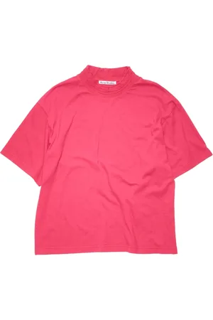 Acne Studios Koszulki, Mężczyzna, Różowy, L, Bawełna, Koszulka z taśmą z logo i motywem róży
