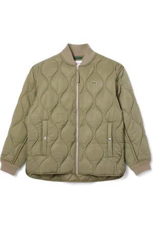 Lacoste Kurtki, Mężczyzna, Zielony, L, Wodoodporna kurtka z naszywką