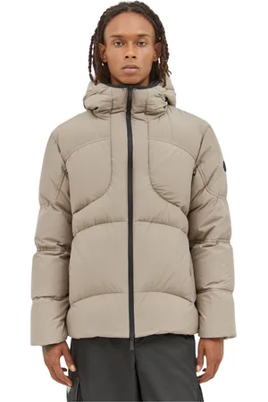 Moncler Kurtki, Mężczyzna, Beżowy, M, Poliester, Krótka kurtka puchowa z matowym wykończeniem